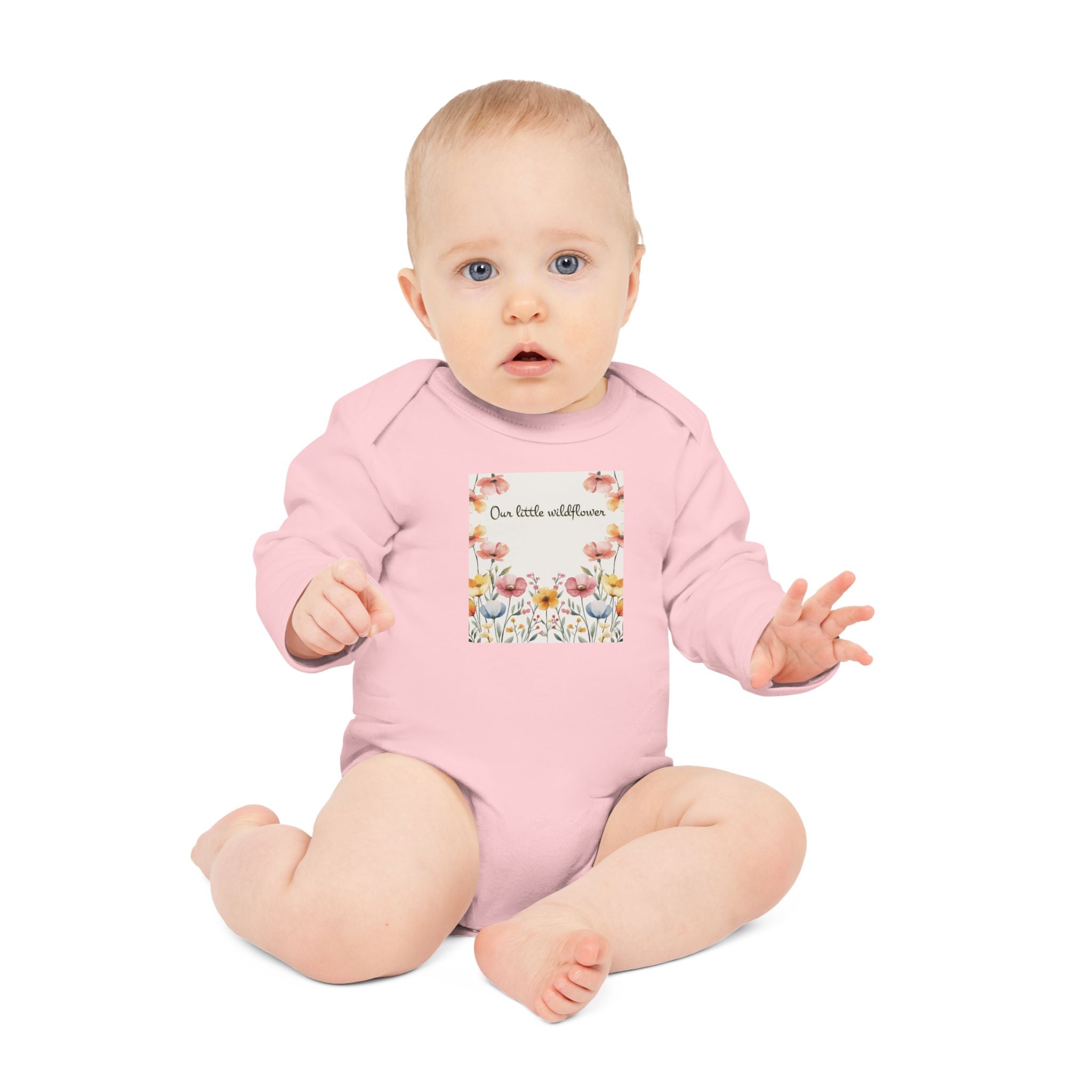 Wildflower Meadow baby bodysuit | floral nursery illustration, pastel poppies