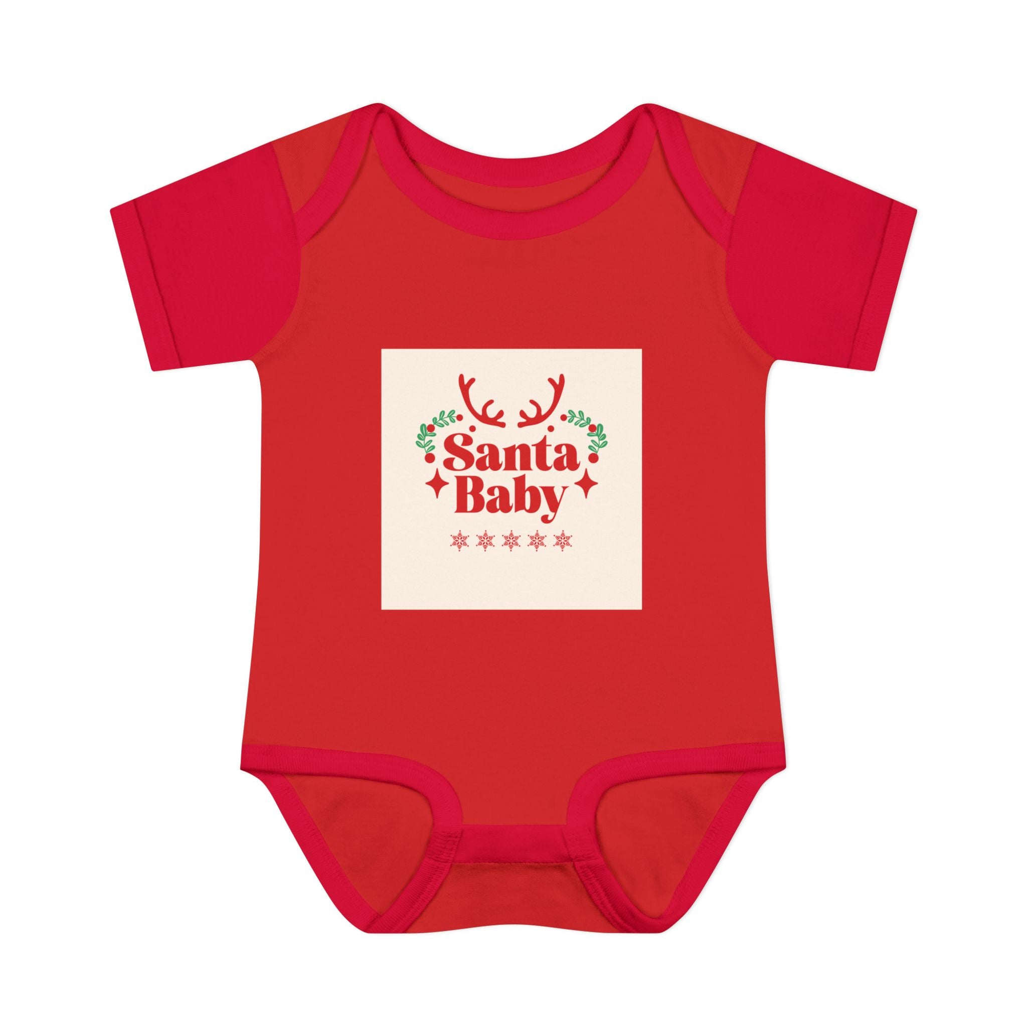 Santa Baby Infant Bodysuit | Christmas Reindeer Holly Holiday Design