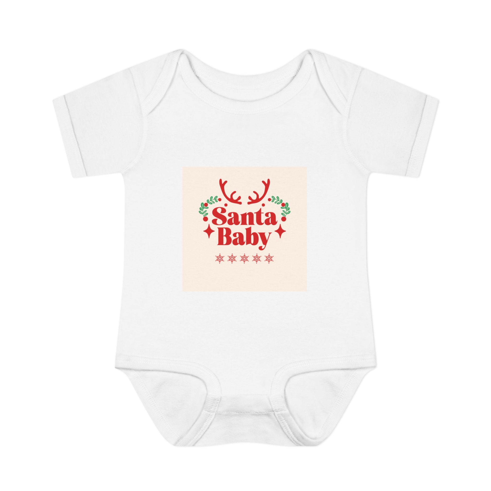 Santa Baby Infant Bodysuit | Christmas Reindeer Holly Holiday Design