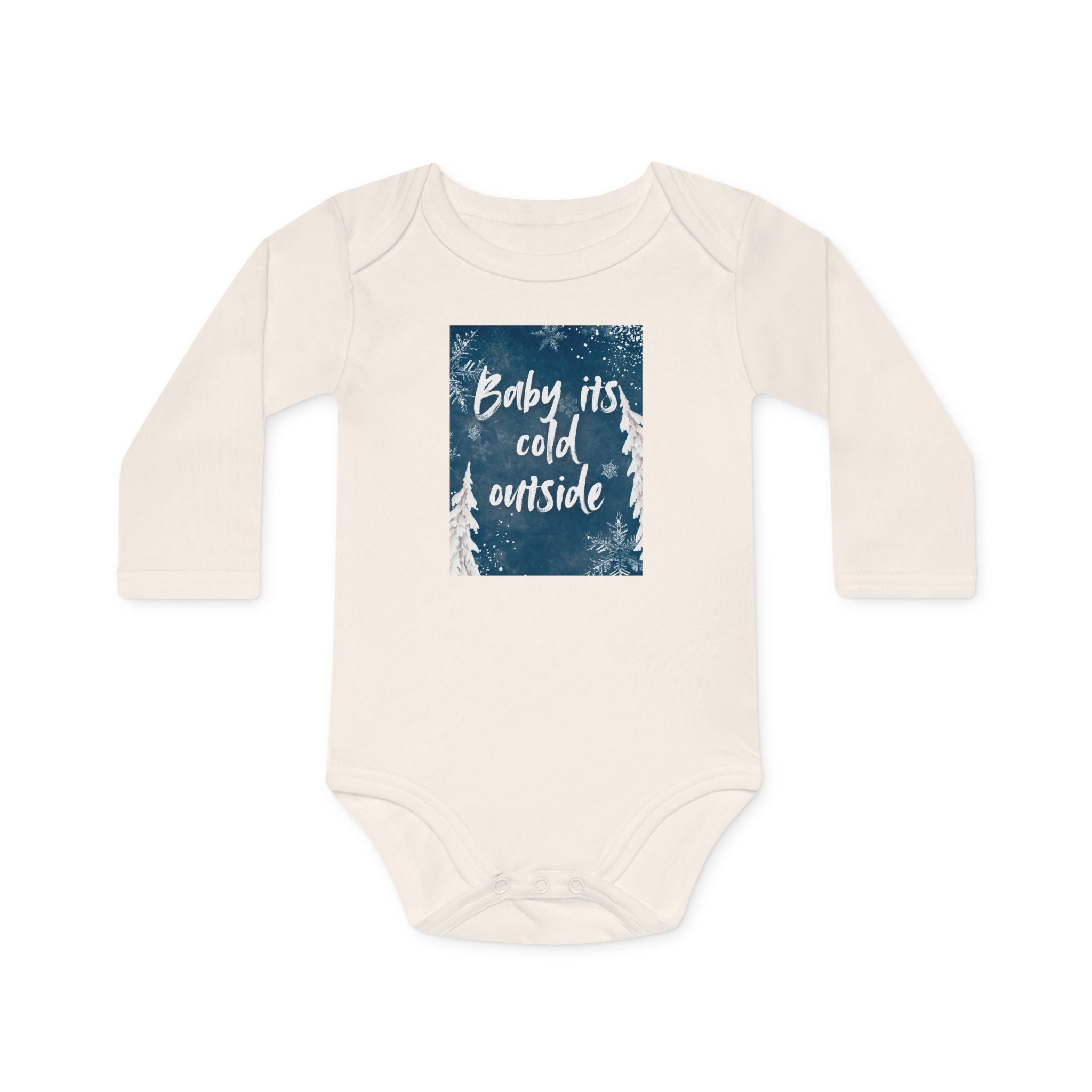 Baby Long-Sleeve Bodysuit – "Baby It's Cold Outside" Winter Forest Baby Onesie