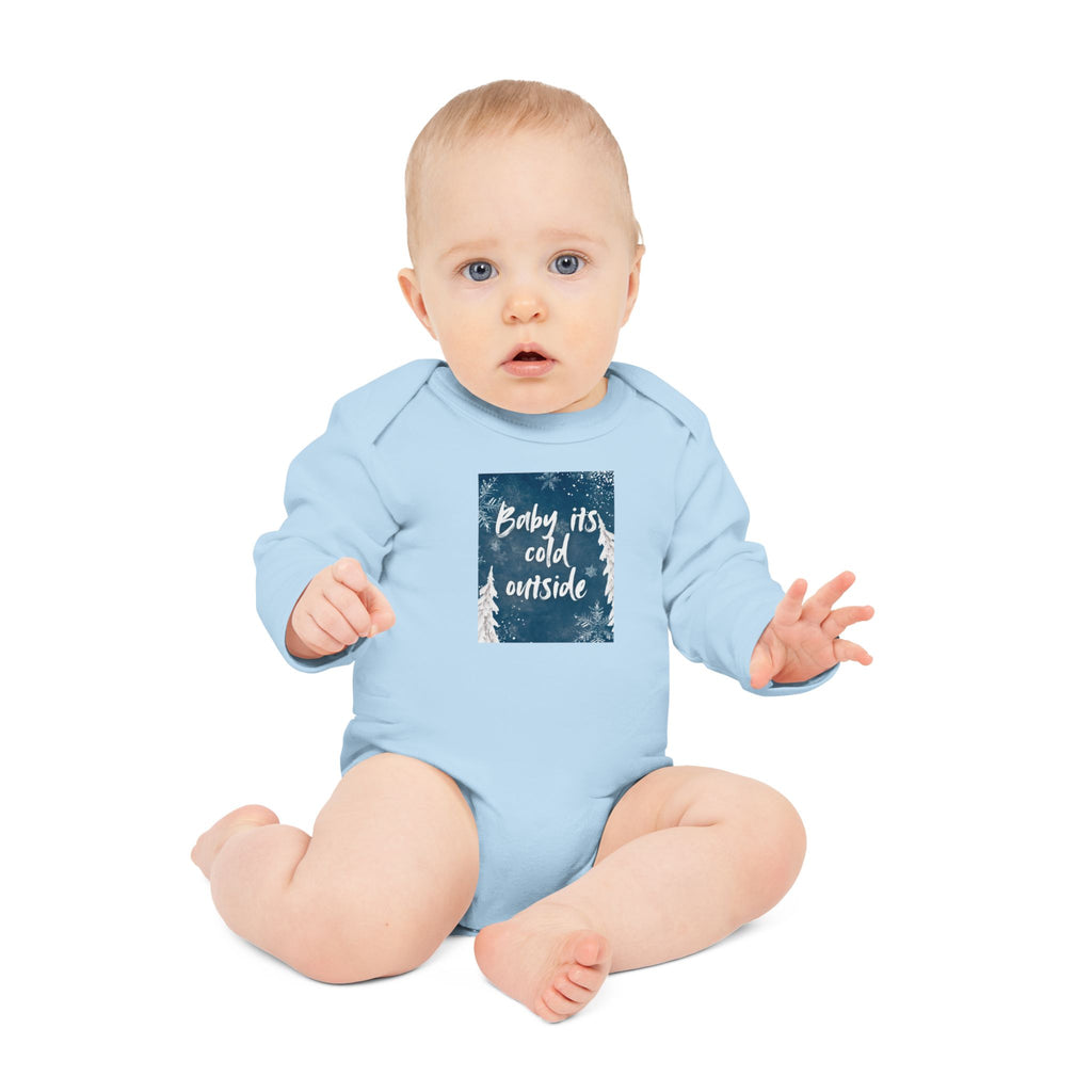 Baby Long-Sleeve Bodysuit – "Baby It's Cold Outside" Winter Forest Baby Onesie