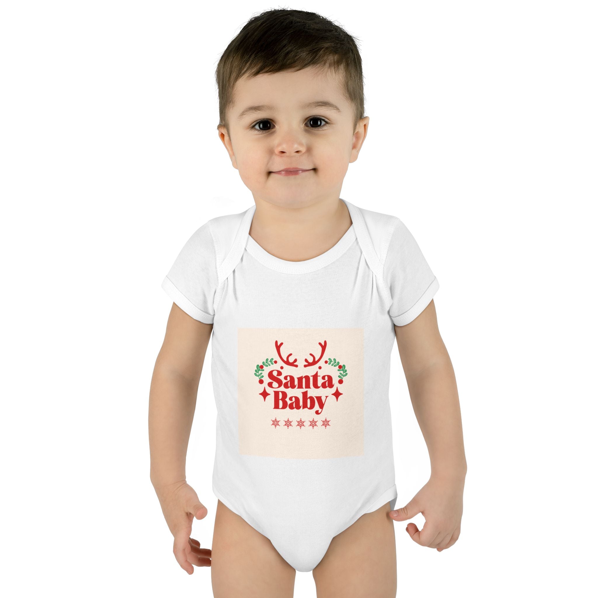 Santa Baby Infant Bodysuit | Christmas Reindeer Holly Holiday Design