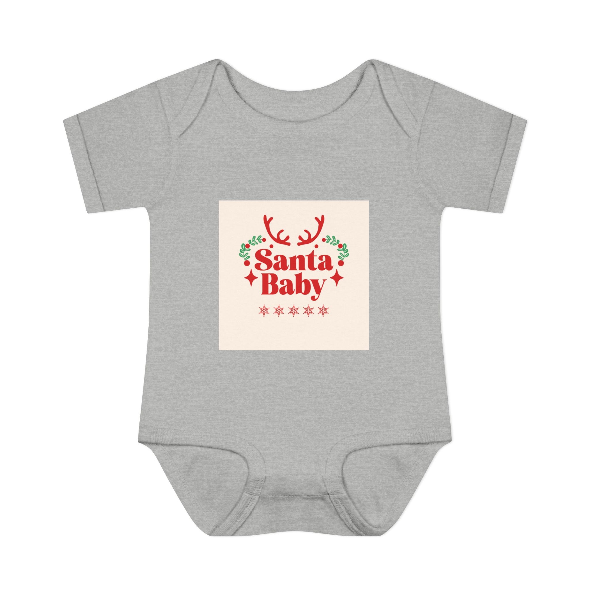 Santa Baby Infant Bodysuit | Christmas Reindeer Holly Holiday Design