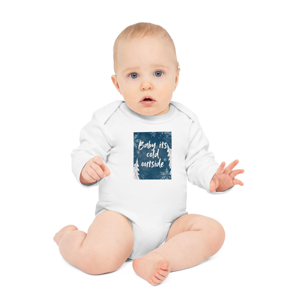 Baby Long-Sleeve Bodysuit – "Baby It's Cold Outside" Winter Forest Baby Onesie
