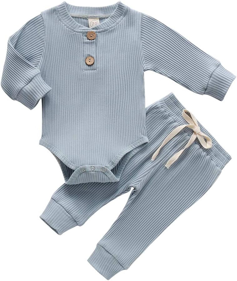 Cozy & Stylish Newborn Baby Boy Fall Outfit - Long Sleeve Knitted Romper & Pants Set for Infants (3-24 Months)