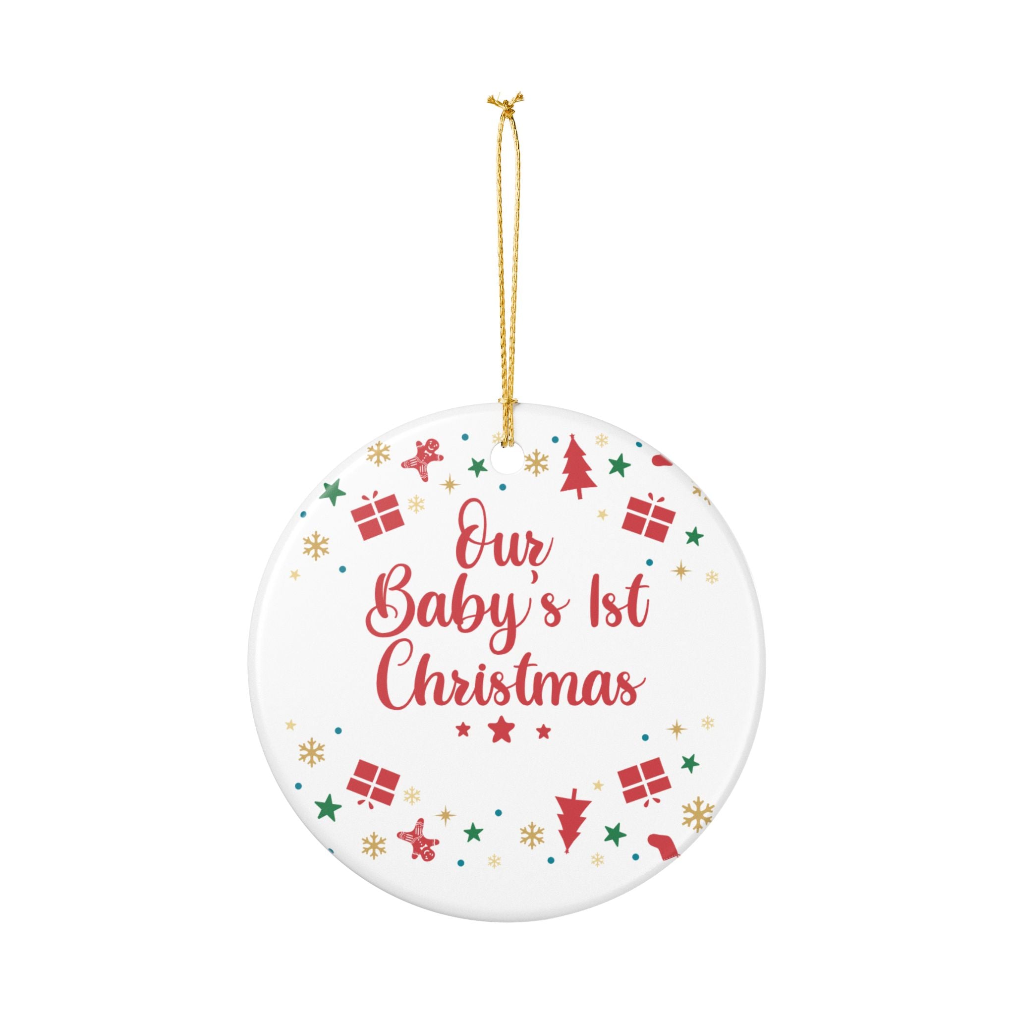 Our Baby's 1st Christmas Ornament | Ceramic Round Holiday Keepsake