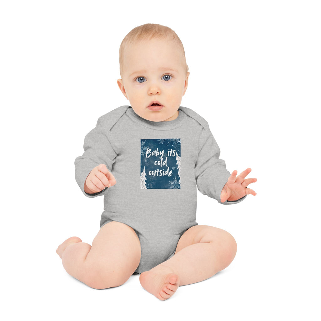 Baby Long-Sleeve Bodysuit – "Baby It's Cold Outside" Winter Forest Baby Onesie