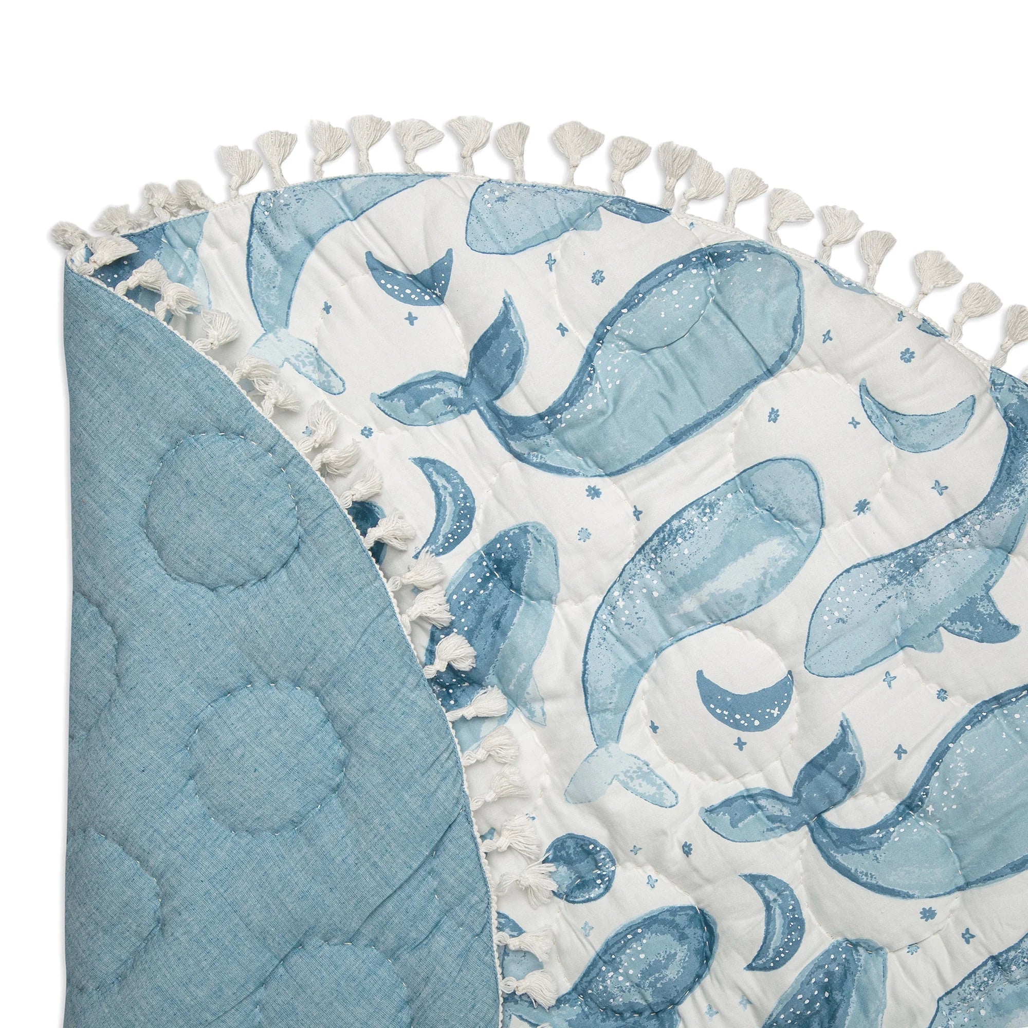 Delightful Whale Print Activity Mat for Infants - 40" x 40" Reversible Play Mat for Tummy Time and Playtime