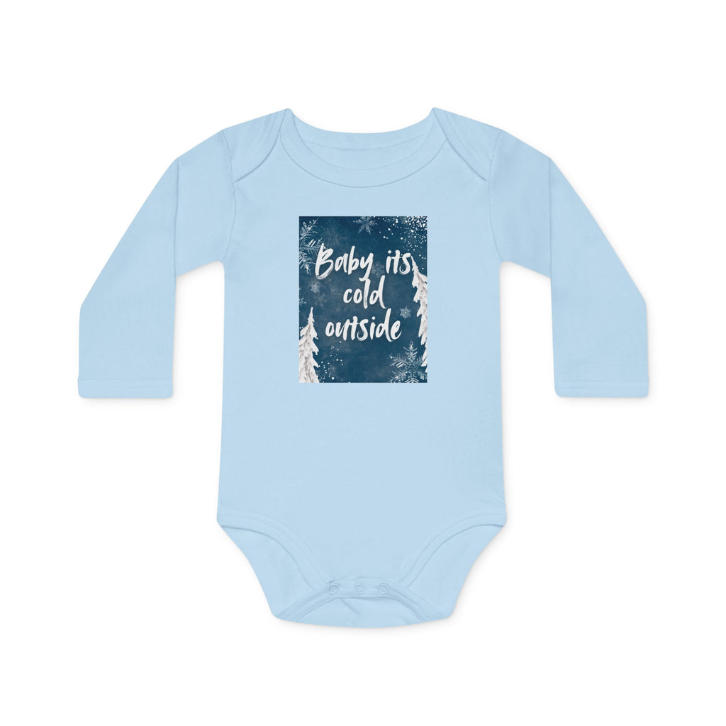 Baby Long-Sleeve Bodysuit – "Baby It's Cold Outside" Winter Forest Baby Onesie