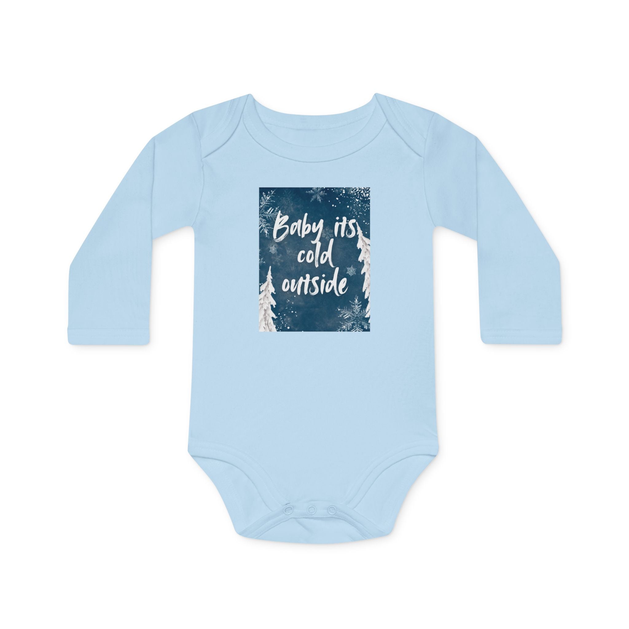 Baby Long-Sleeve Bodysuit – "Baby It's Cold Outside" Winter Forest Baby Onesie