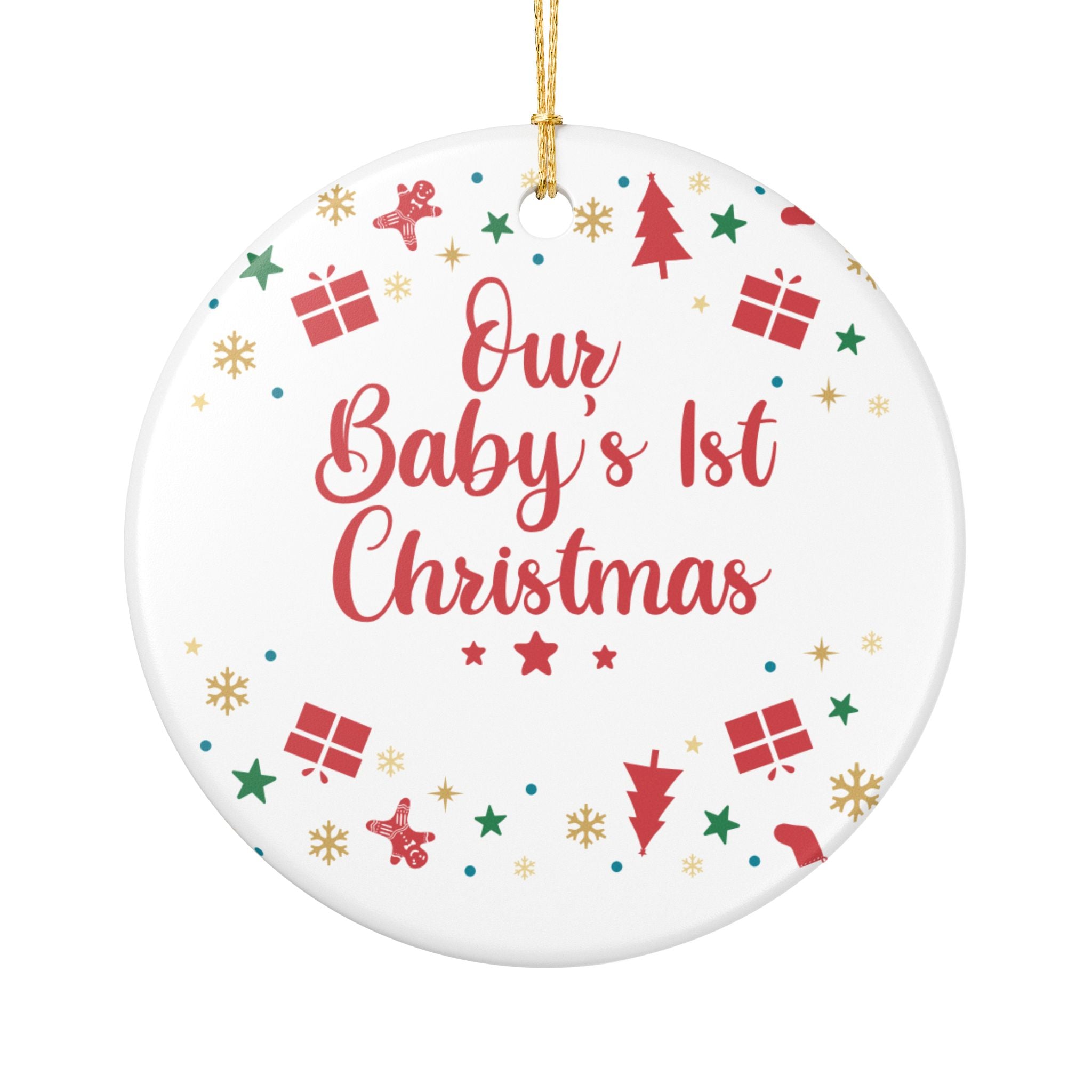 Our Baby's 1st Christmas Ornament | Ceramic Round Holiday Keepsake