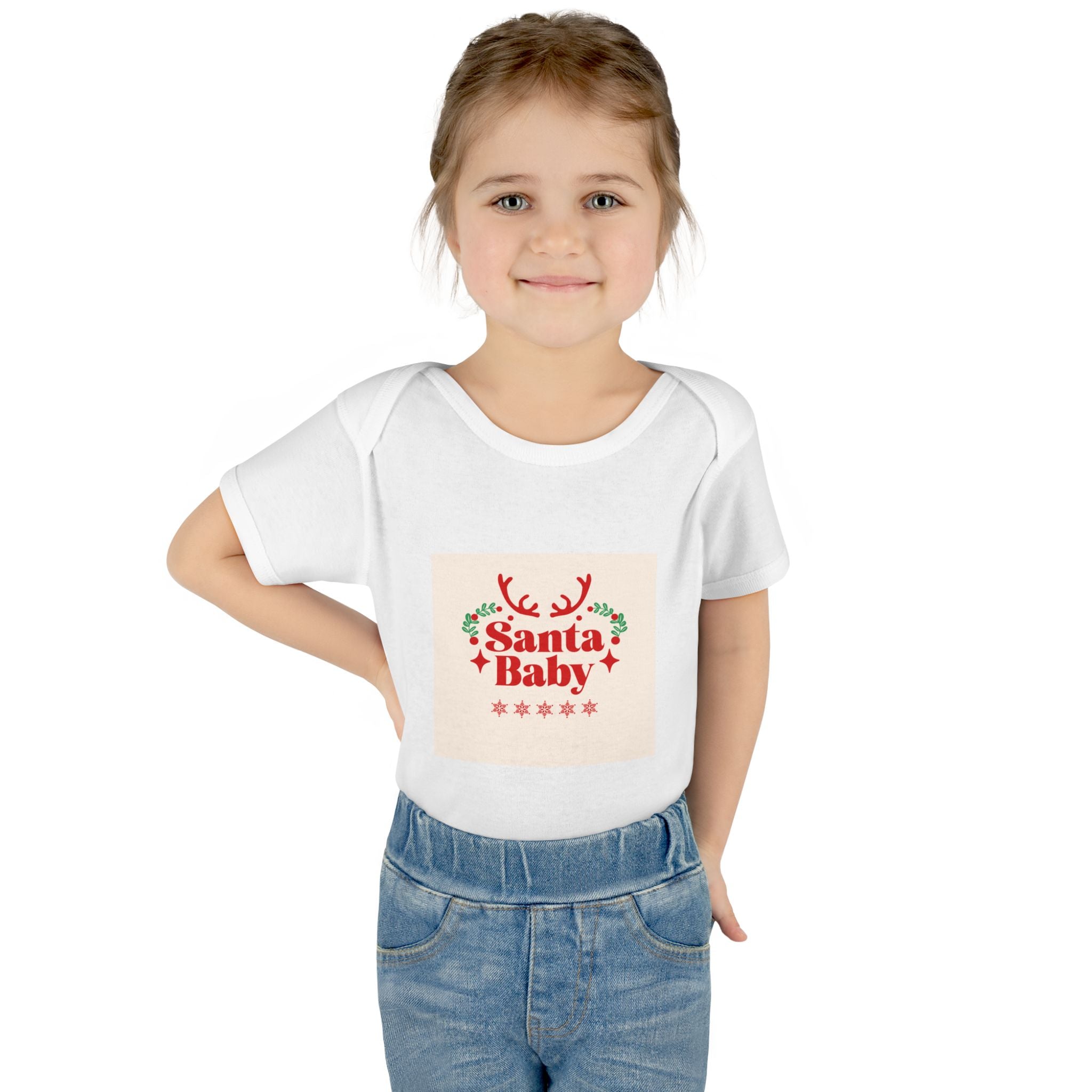 Santa Baby Infant Bodysuit | Christmas Reindeer Holly Holiday Design