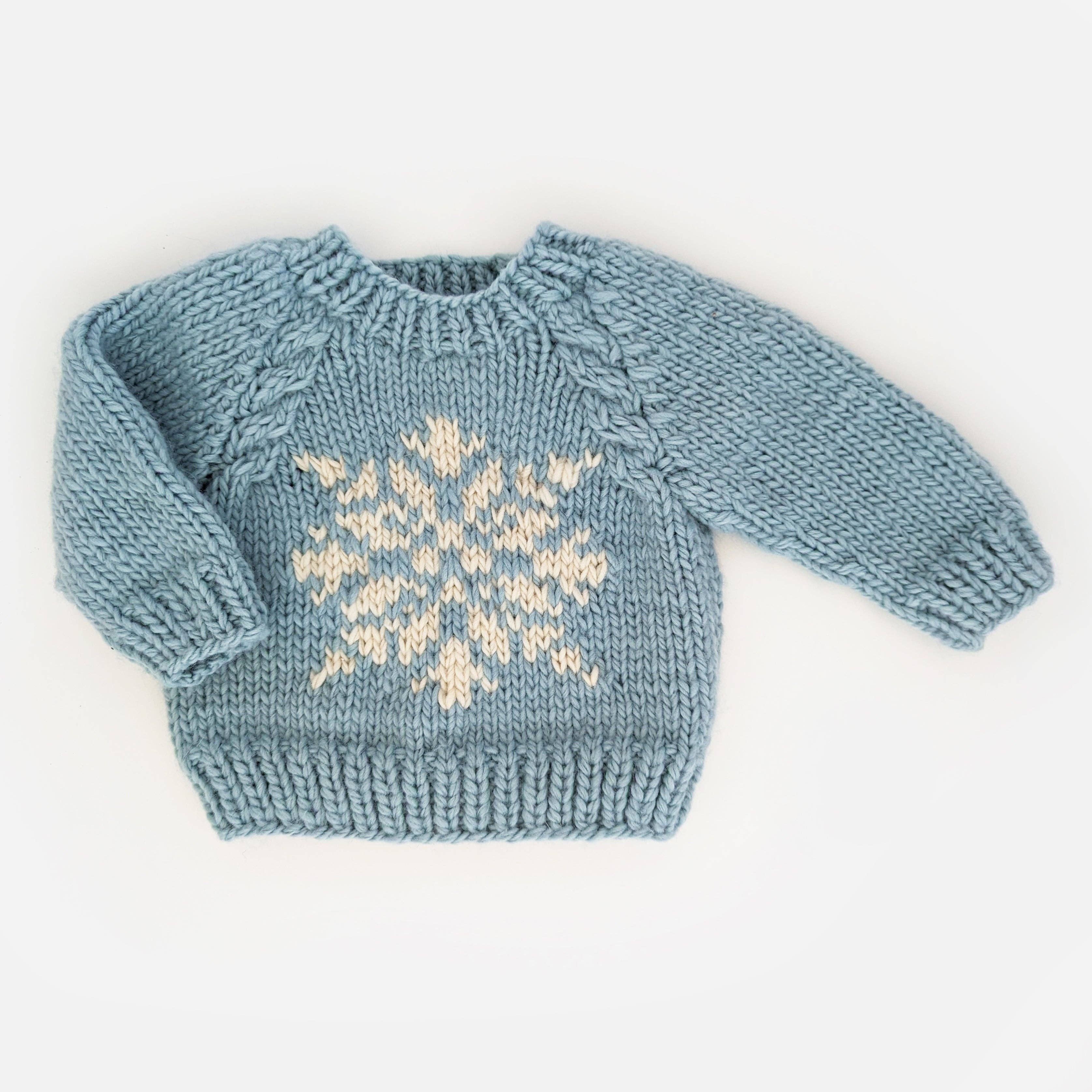 Huggalugs - Snowflake Surf Blue Crew Neck Sweater Baby & Toddler SALE