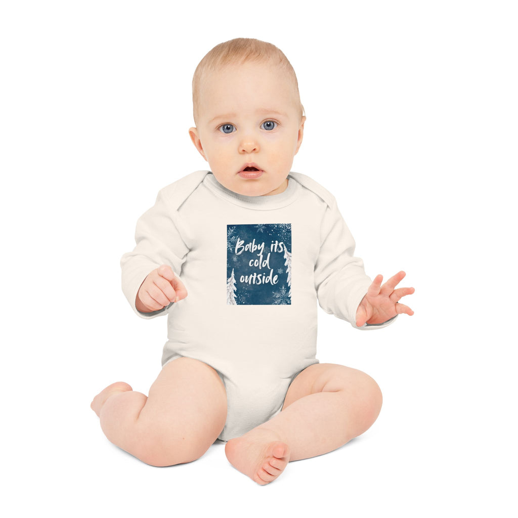 Baby Long-Sleeve Bodysuit – "Baby It's Cold Outside" Winter Forest Baby Onesie