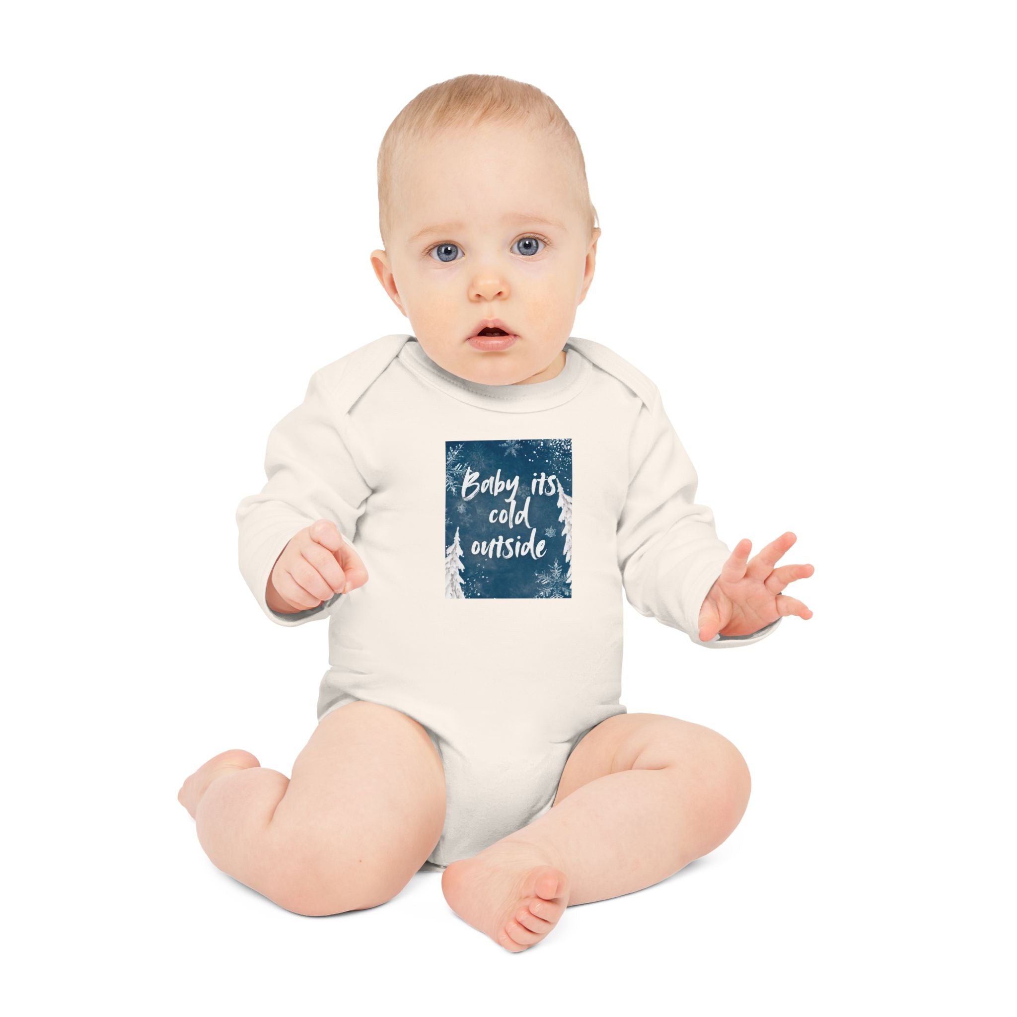 Baby Long-Sleeve Bodysuit – "Baby It's Cold Outside" Winter Forest Baby Onesie