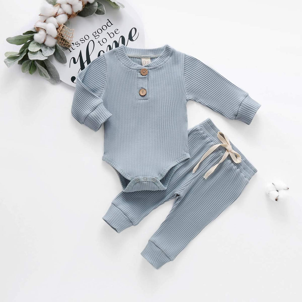 Cozy & Stylish Newborn Baby Boy Fall Outfit - Long Sleeve Knitted Romper & Pants Set for Infants (3-24 Months)