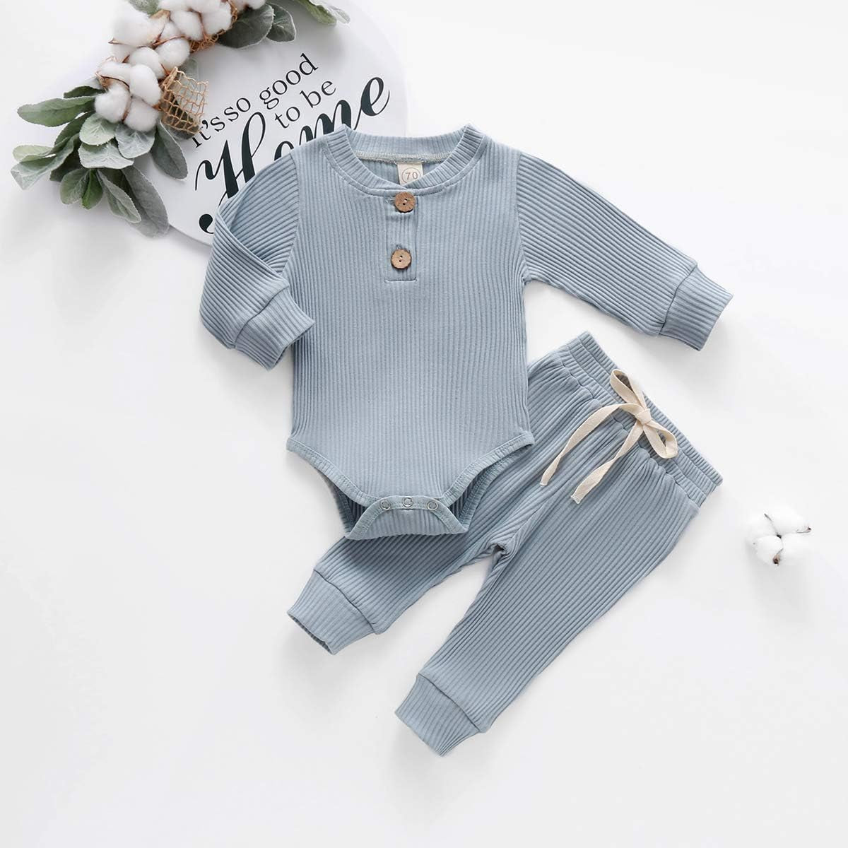 Cozy & Stylish Newborn Baby Boy Fall Outfit - Long Sleeve Knitted Romper & Pants Set for Infants (3-24 Months)