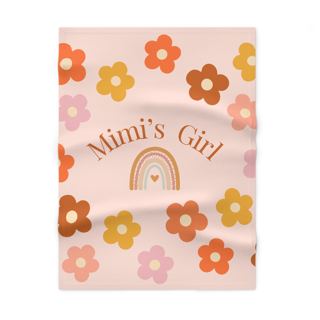 Mimi's Girl Rainbow Floral Baby Blanket | Retro Flower Pattern