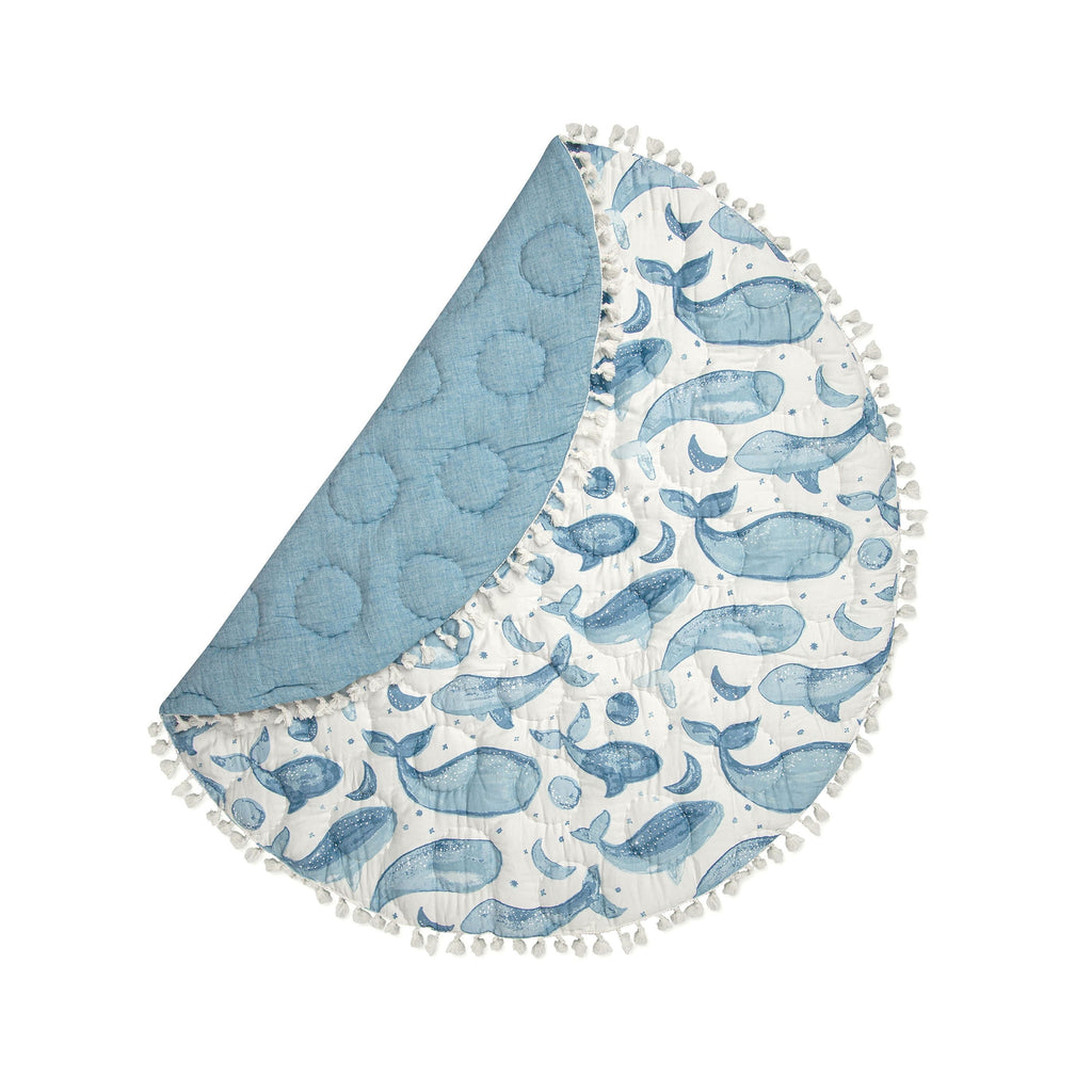 Delightful Whale Print Activity Mat for Infants - 40" x 40" Reversible Play Mat for Tummy Time and Playtime