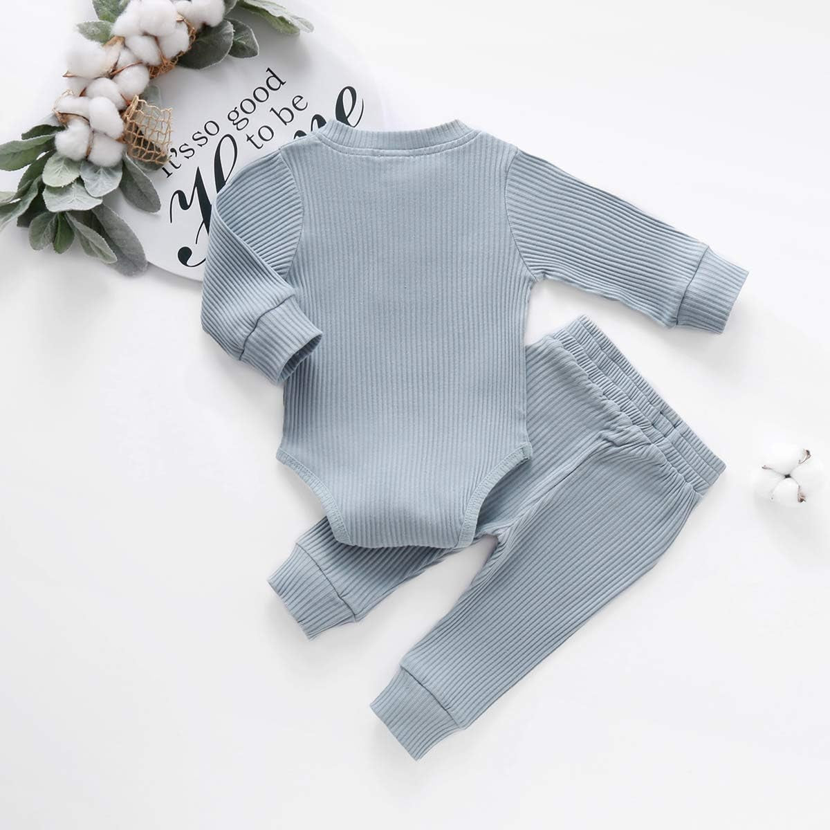 Cozy & Stylish Newborn Baby Boy Fall Outfit - Long Sleeve Knitted Romper & Pants Set for Infants (3-24 Months)