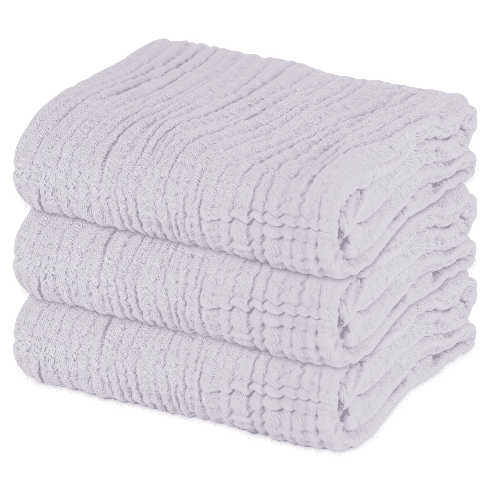 Ultra-Soft Muslin Baby Bath Towels - 3 Pack of Absorbent 40" x 40" Gray Towels for Newborns and Toddlers
